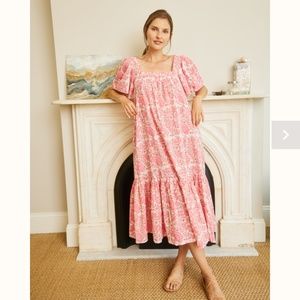 Ophelia and Indigo Fifi Dress Pink Block Print
